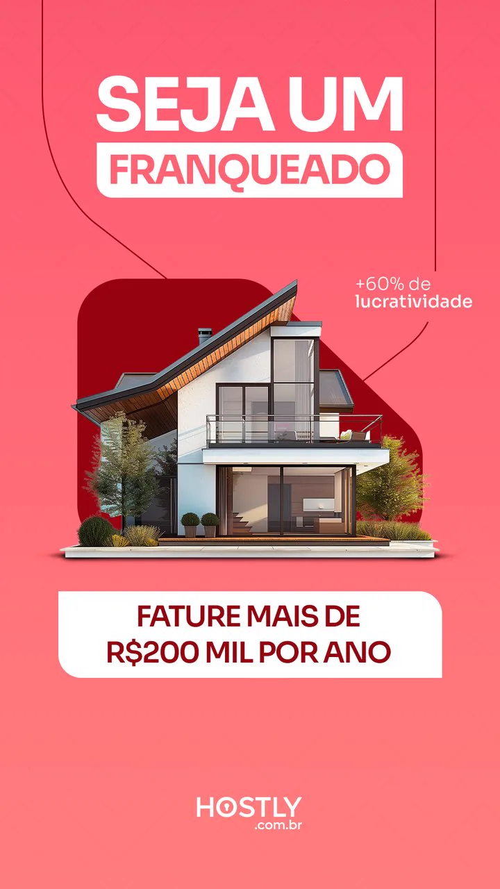 Anúncio "Seja um franqueado" da Hostly